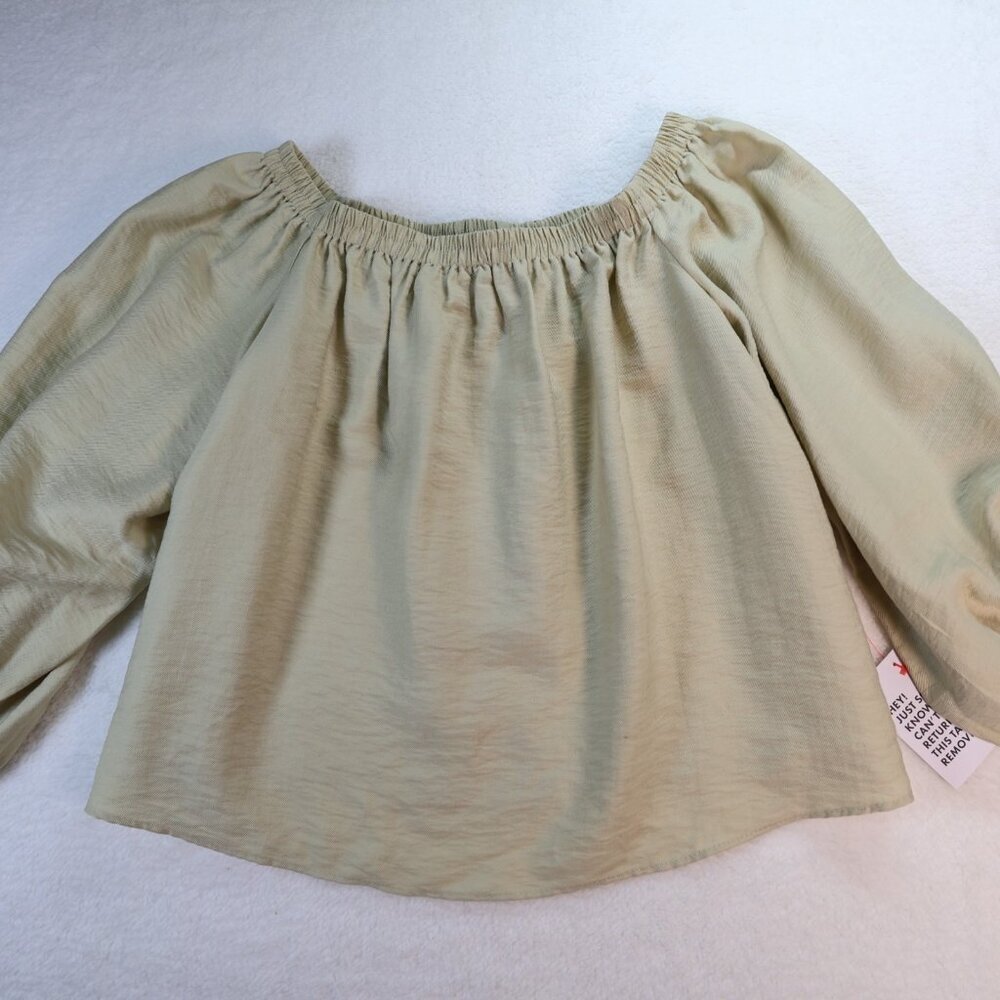 Topshop Off Shoulder Top Puff Sleeve Blouse‎ Size US 2 Boho Peasant NWOT
